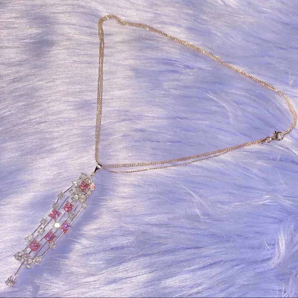Rose Diamond Waterfall Necklace